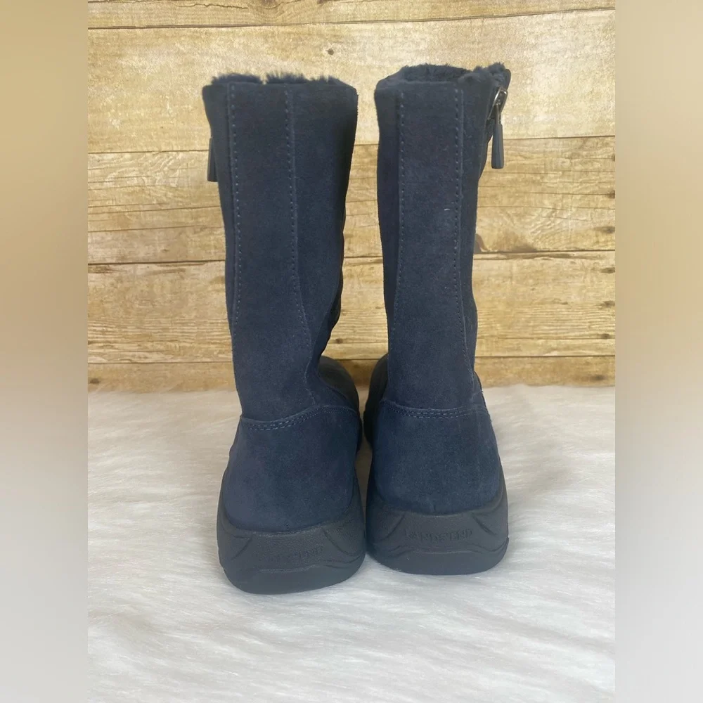 Lands End Womens Size 8D Blue Quilted Suede All Weather Zip Boots